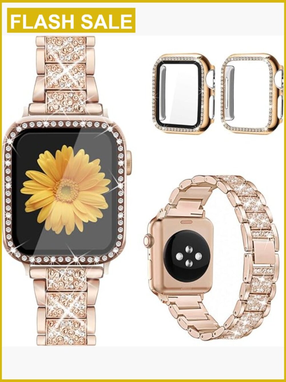 Apple Watch Band with Rhinestone Case & Screen Protector 2-Pack